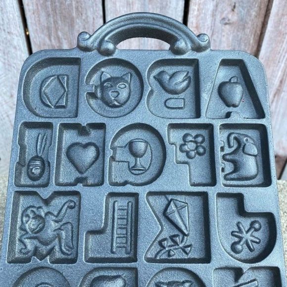 Vintage Kitchen Vintagejohn Wright Cast Iron Alphabet Cookie